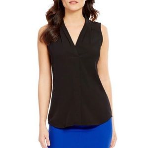 NWT Calvin Klein Pleated Sleeveless V-Neck Shell Tank